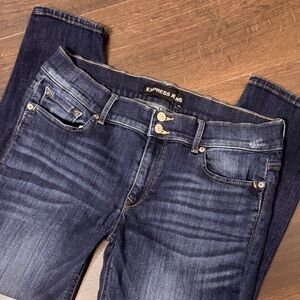 Express‎ Jeans Mia Mid Rise Cropped Legging 12 Stretch Dark Wash 2 Buttons